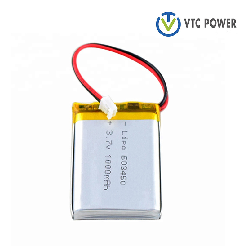 GPS ట్రాకర్ కోసం 3.7V 603450 1000mah Lipo బ్యాటరీ